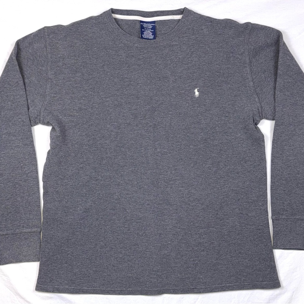 Polo Ralph Lauren Men's Charcoal Gray Thermal Waffle Sleepwear Long Sleeve Shirt